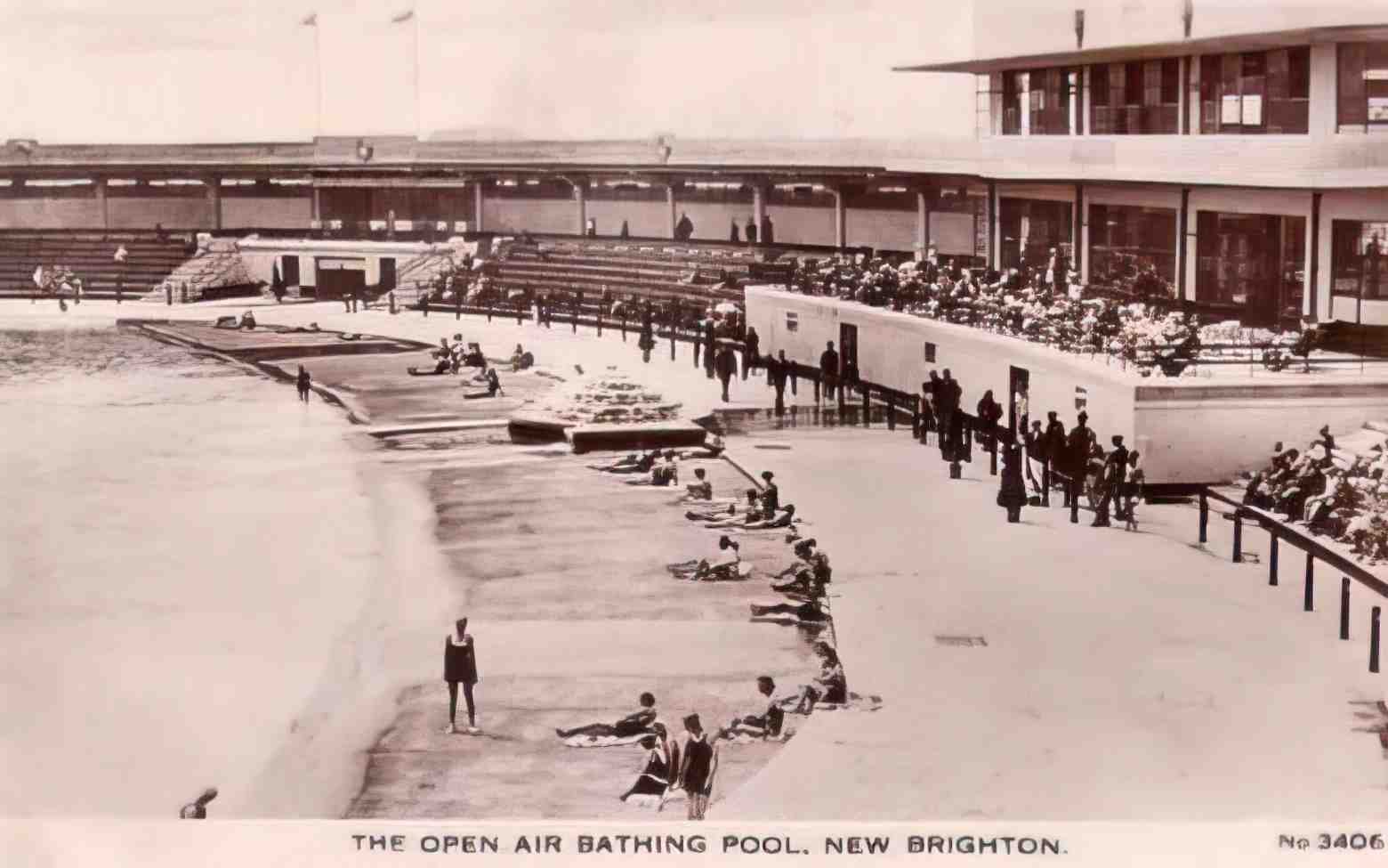 Cheshire New Brighton Bathing Pool 1930s Vintage A4 Photo Print