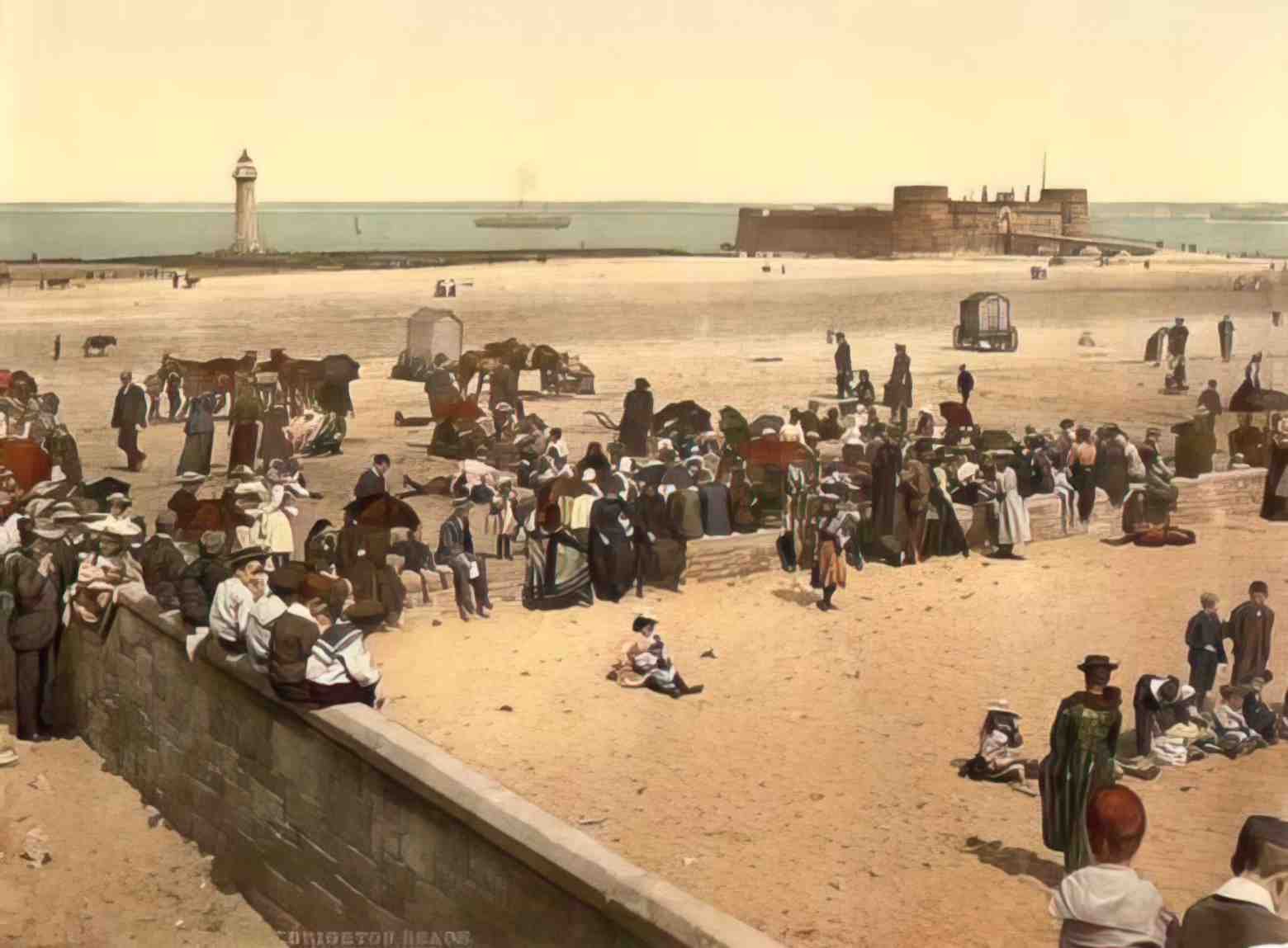 Cheshire New Brighton Beach Vintage A4 Photo Print