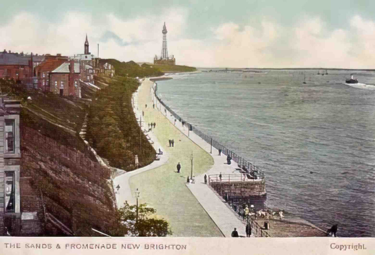 Cheshire New Brighton Sands and Promenade Vintage A4 Photo Print
