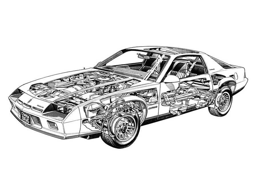 Chevrolet Camaro Berllinetta cutaway A4 Photo Print