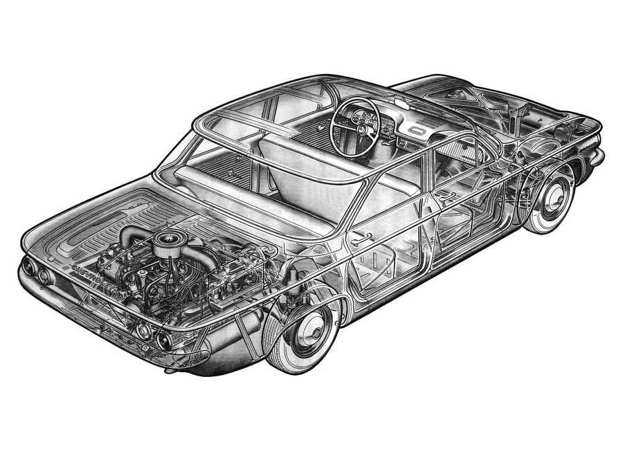 Chevrolet Corvair Deluxe 700 cutaway A4 Photo Print