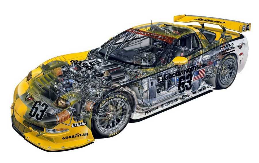 Chevrolet Corvette C5 R cutaway A4 Photo Print