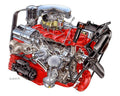 Chevrolet Corvette V8 engine cutaway A4 Photo Print