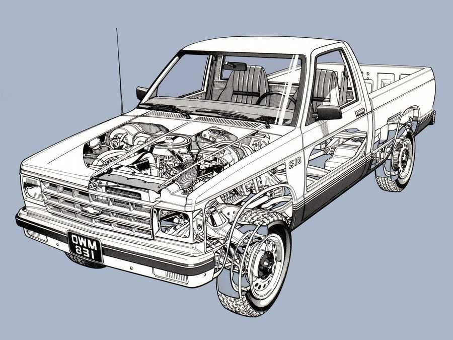 Chevrolet S10 1981 cutaway A4 Photo Print