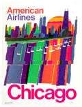 Chicago Airline Poster Vintage Retro Advert Poster A4 Photo Print