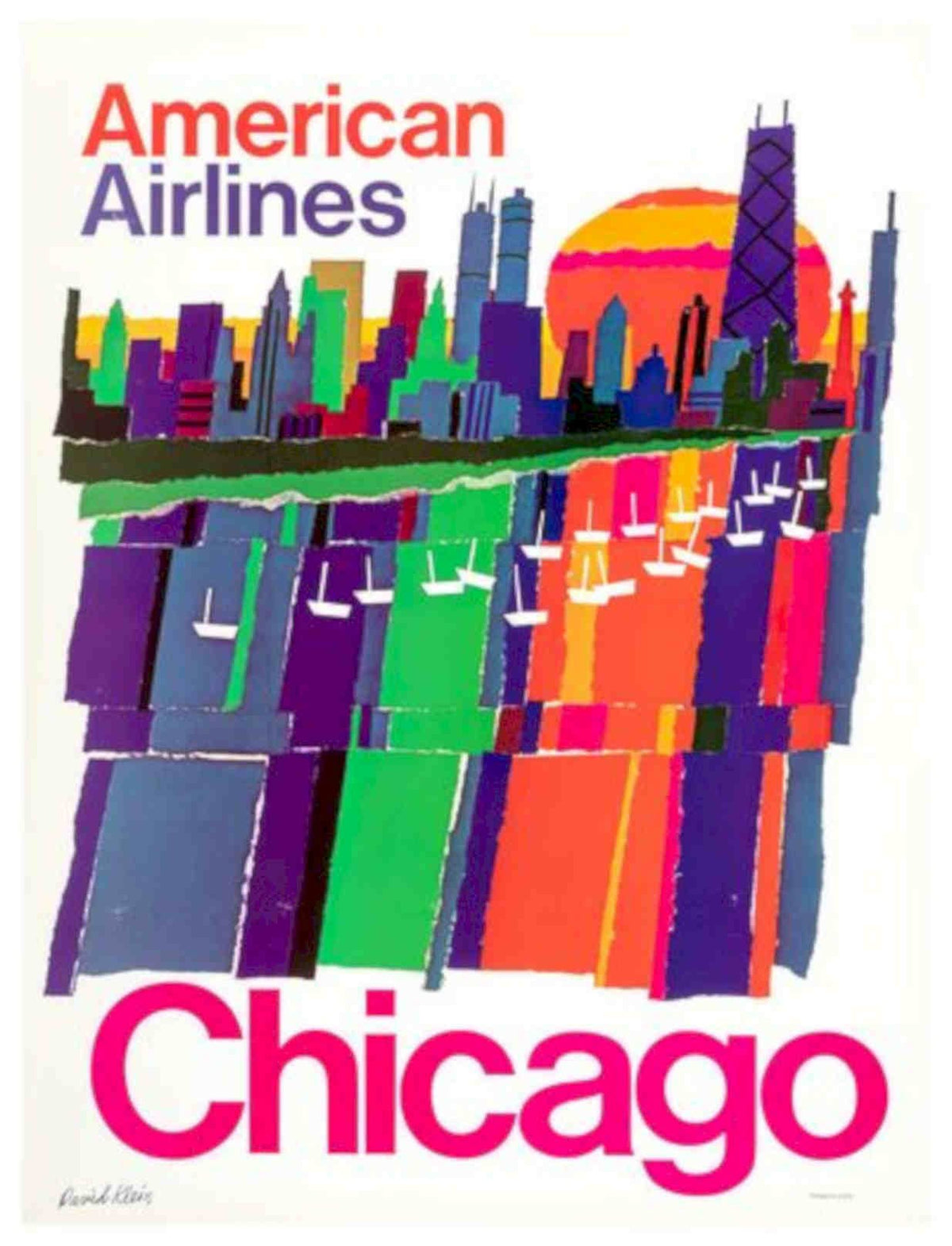 Chicago Airline Poster Vintage Retro Advert Poster A4 Photo Print