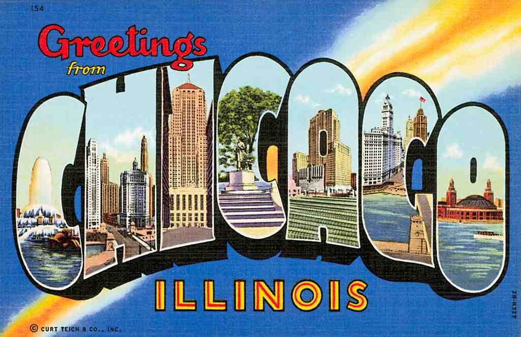 Chicago Luggage Label Vintage A4 Photo Print