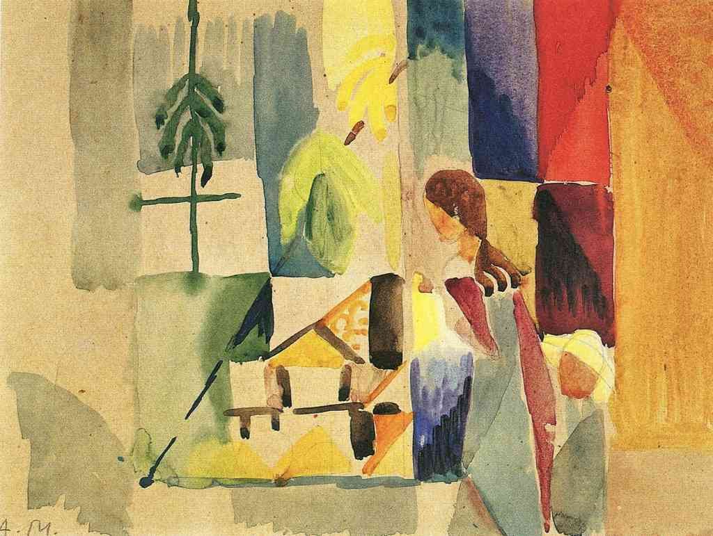 Children At The Vegetable Shop Ii August Macke Expressionism A4 Photo Print