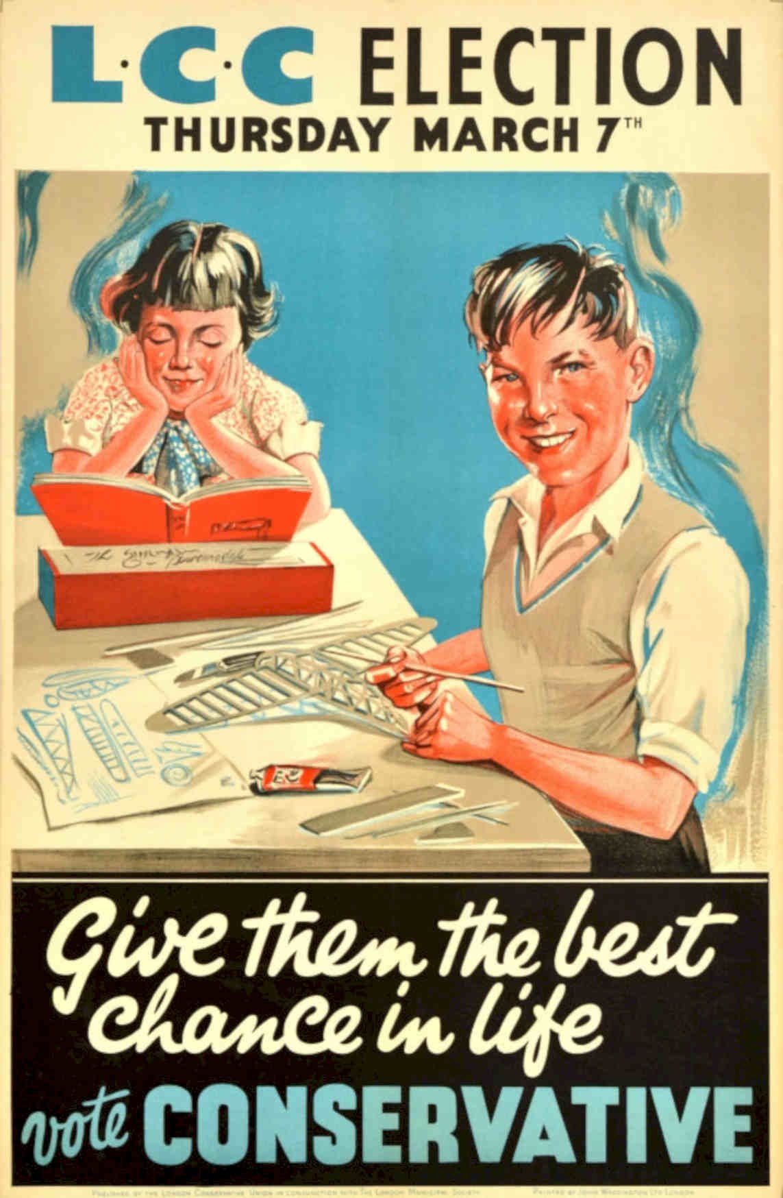 Children Voting Conservative Vintage Retro Advert Poster A4 Photo Print