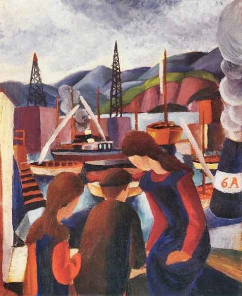 Children at the port I by August Macke Expressionism A4 Photo Print
