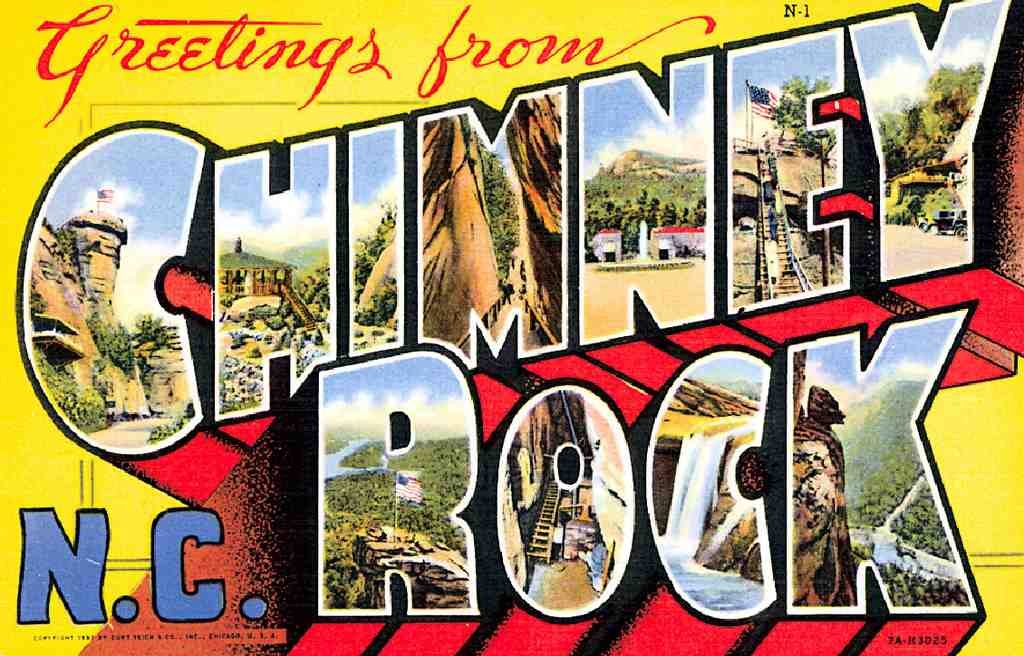 Chimney Rock Luggage Label Vintage A4 Photo Print