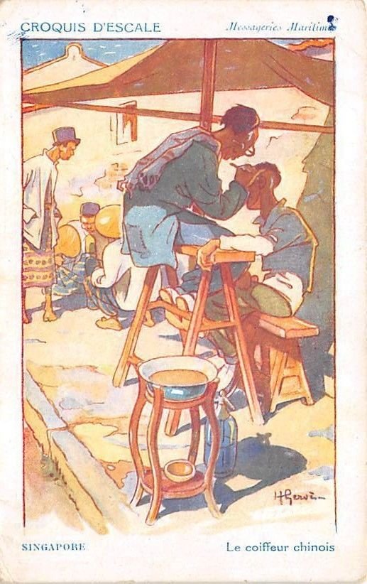 Chinese Street Barber French Ship barber advert A4 Photo Print