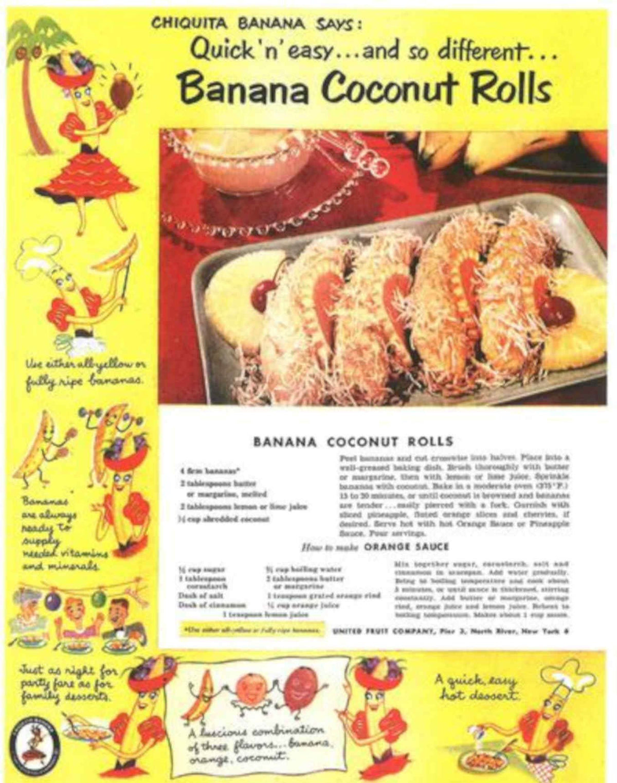Chiquita Banana Rolls Vintage Retro Advert Poster A4 Photo Print