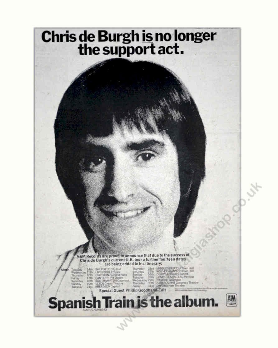 Chris De Burgh 2 Vintage Retro Advert Poster A4 Photo Print