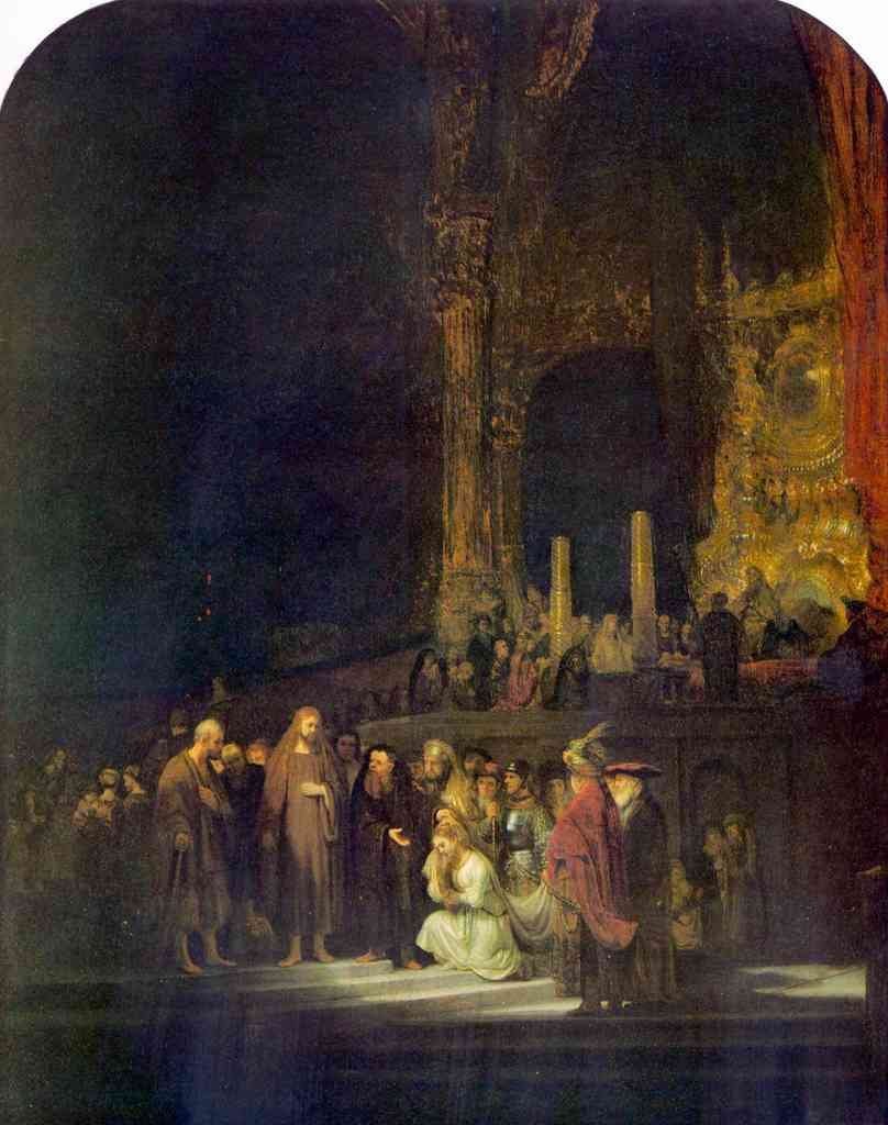 Christ And The Adulteress Rembrandt A4 Photo Print