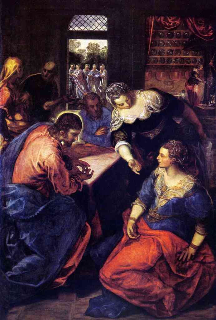 Christ With Mary And Martha Tintoretto A4 Photo Print