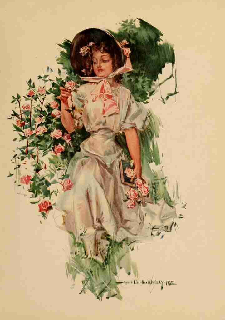 Christy Chandler Riley Roses 1909 Cutting roses A4 Photo Print