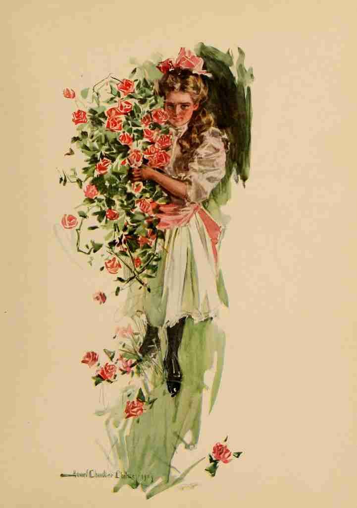 Christy Chandler Riley Roses 1909 Hiding in the roses A4 Photo Print