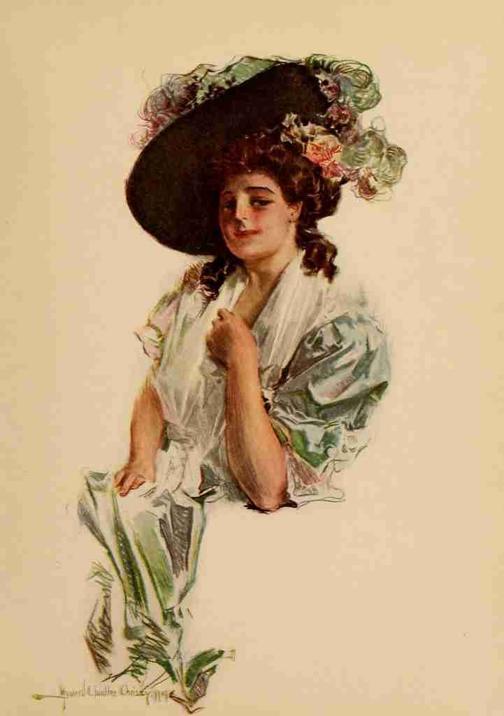 Christy Chandler Riley Roses 1909 Large hat with roses A4 Photo Print