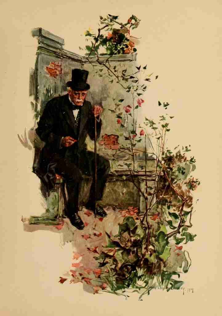 Christy Chandler Riley Roses 1909 Old man in garden A4 Photo Print