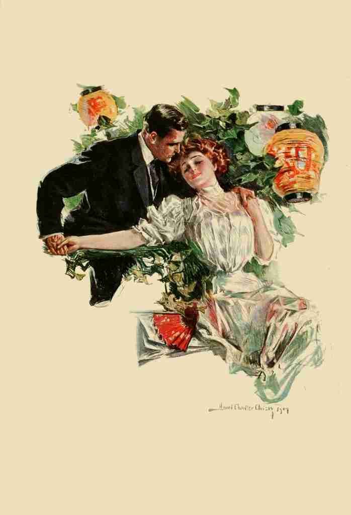 Christy Chandler Two Lovers 1909 Lanterns & Lovers A4 Photo Print
