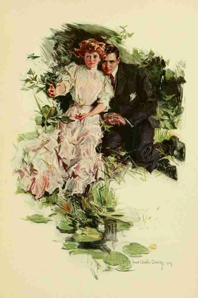 Christy Chandler Two Lovers 1909 Lovers by the pond A4 Photo Print