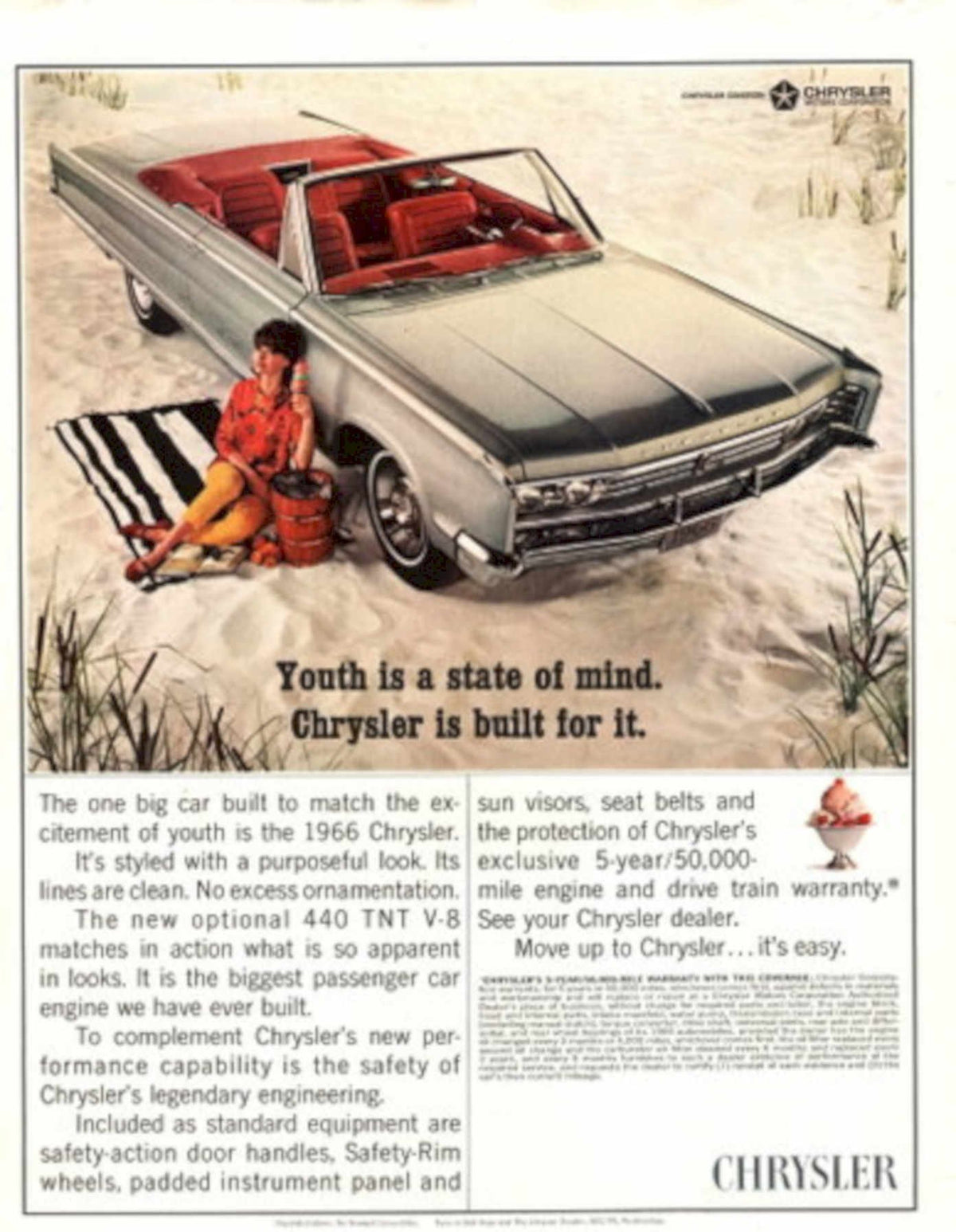 Chrysler Convertible Beach 1960s Vintage Retro Advert