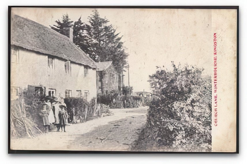 Church Lane Winterbourne Vintage A4 Photo Print