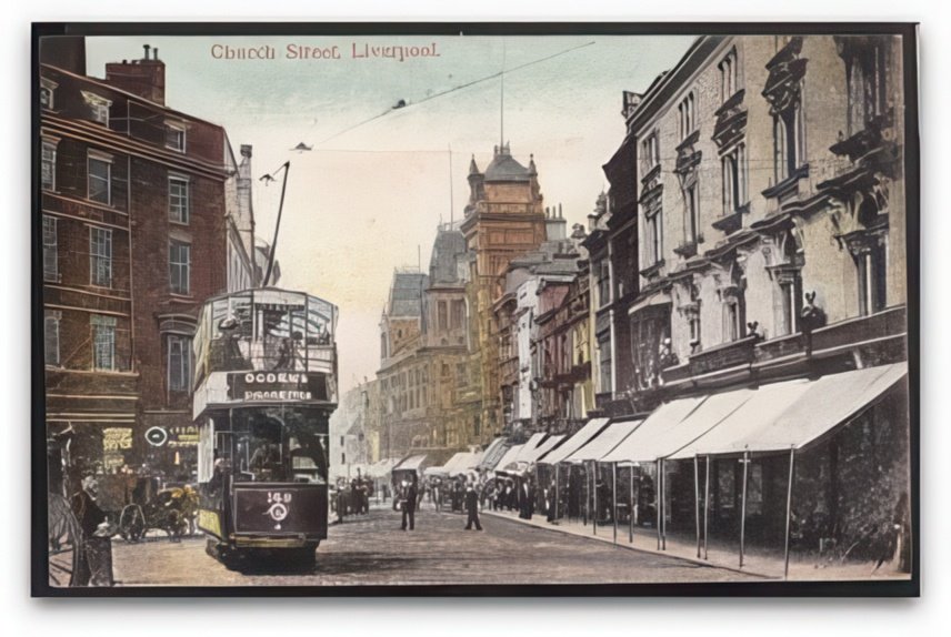 Church Street Tram Liverpool Vintage A4 Photo Print