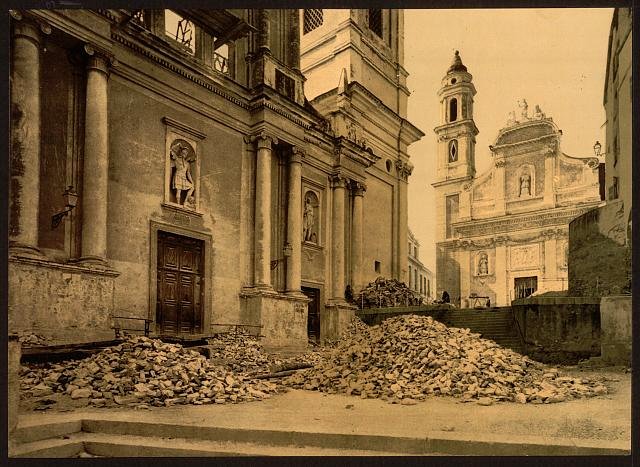 Church and rubble San Remo Vintage A4 Photo Print