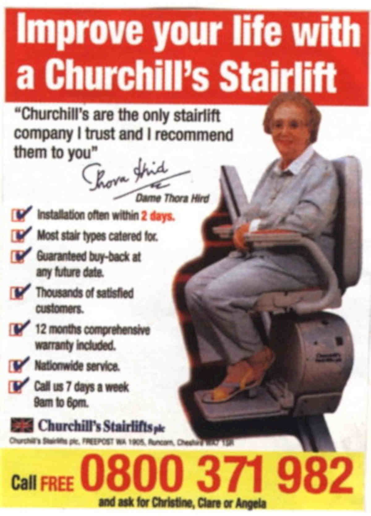 Churchills Stairlift Woman Vintage Retro Advert Poster A4 Photo Print