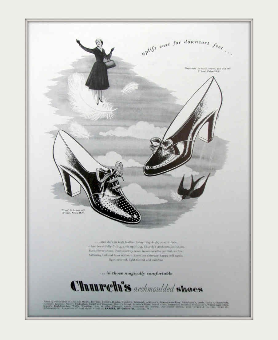 Churchs Shoes Vintage Vintage Retro Advert Poster A4 Photo Print