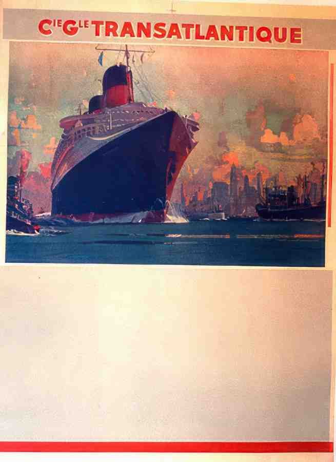 Cie Transatlantique by marin marie Vintage Advert A4 Photo Print