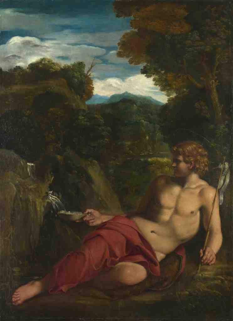 Circle of Annibale Carracci Saint John the Baptist seated in the Wilderness A4 Photo Print