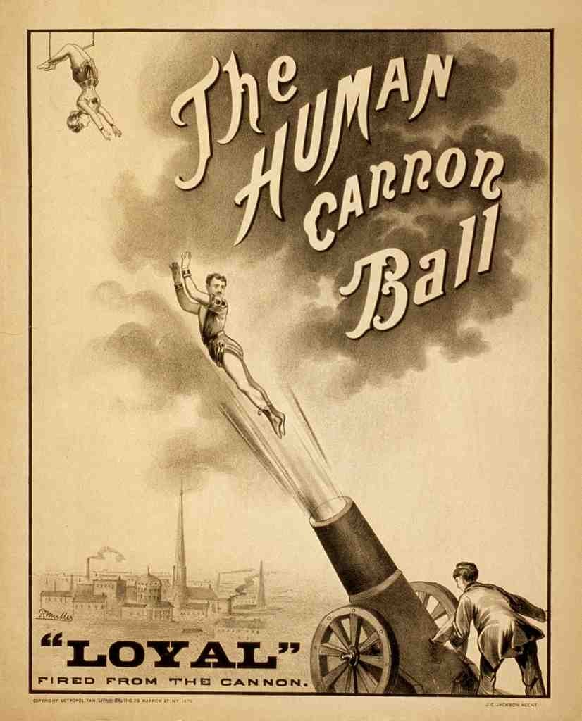 Circus Human Canon Ball 1879 Vintage A4 Photo Print