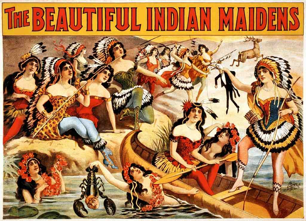 Circus Indian Maidens Vintage A4 Photo Print