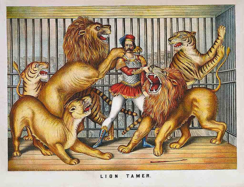 Circus Lion Tamer Vintage A4 Photo Print