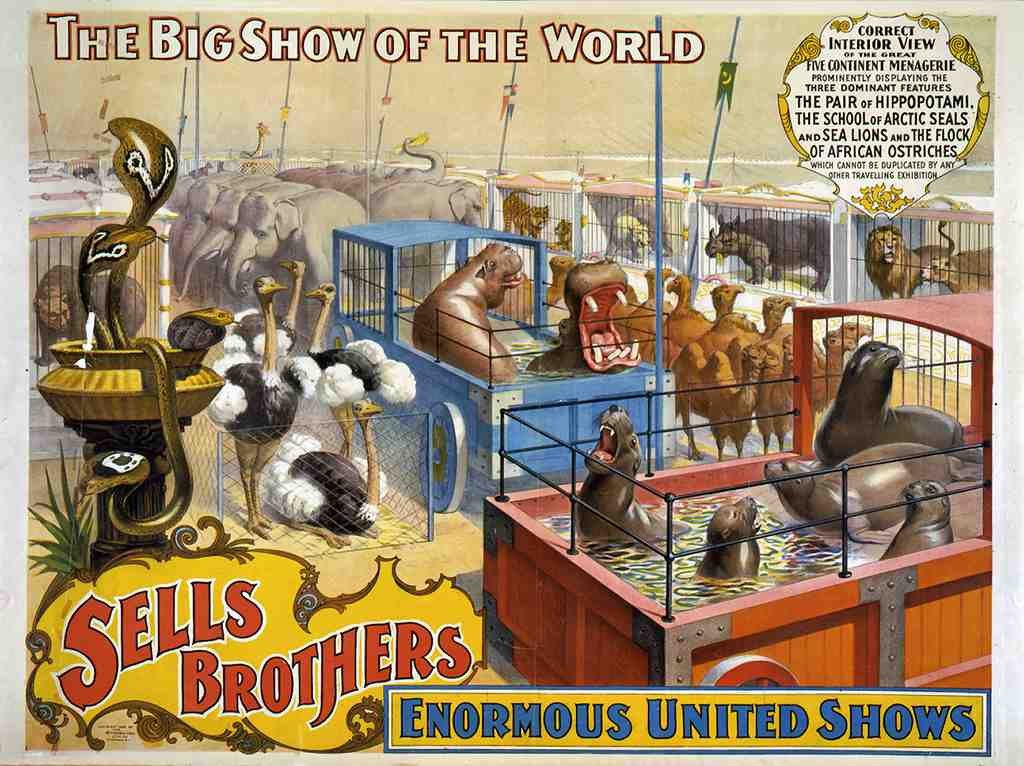 Circus Sells Brothers 1895b Vintage A4 Photo Print