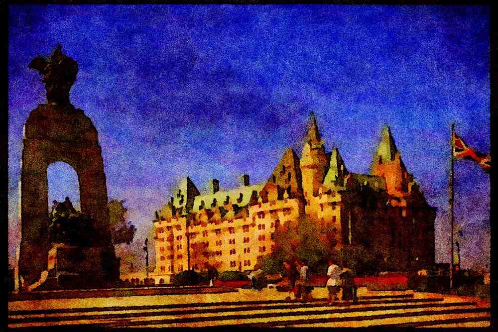 Cities 242000 National War Memorial And Chateau Laurier A4 Limited Edition Watercolour Print