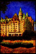 Cities 242003 Yellow Tulips And Chateau Laurier In Spring A4 Limited Edition Watercolour Print