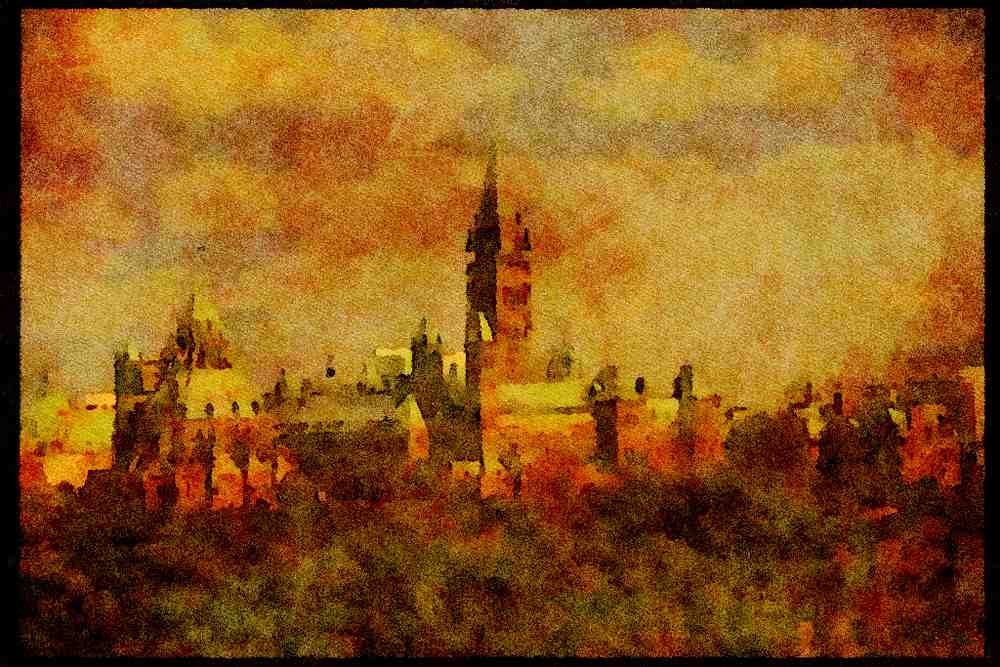 Cities 242021 Parliament Hill With View Of Library From Hull, Quebec A4 Limited Edition Watercolour Print