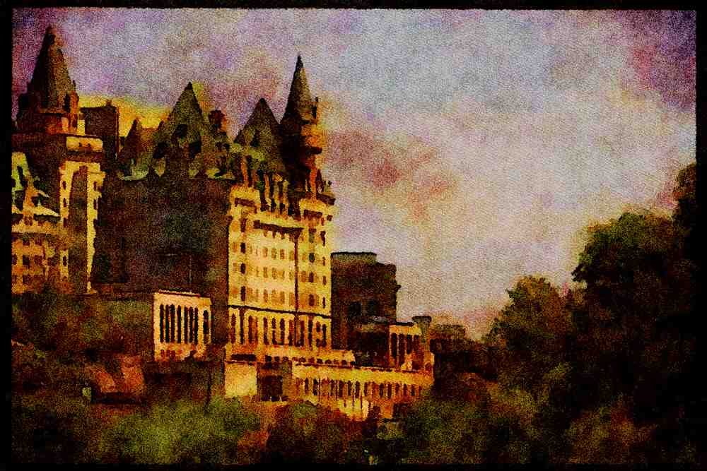 Cities 242044 C.M.C.P. And Chateau Laurier From Hull, Quebec A4 Limited Edition Watercolour Print