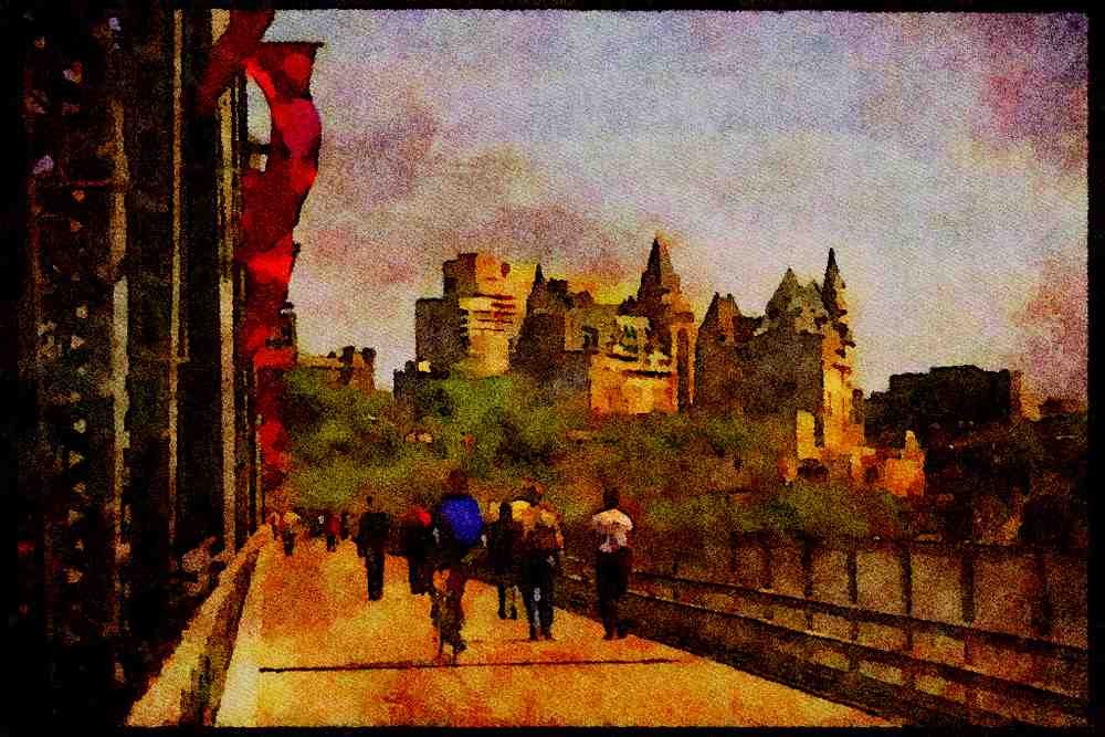 Cities 242045 Promenade On Alexandra Bridge A4 Limited Edition Watercolour Print