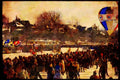Cities 242058 Winterlude Crowds On Rideau Canal A4 Limited Edition Watercolour Print