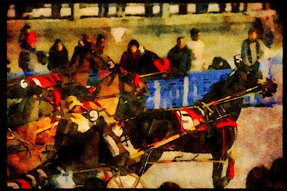 Cities 242060 Harness Racing On Canal, Winterlude A4 Limited Edition Watercolour Print