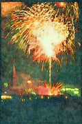 Cities 242063 Fireworks On Capitol Hill A4 Limited Edition Watercolour Print