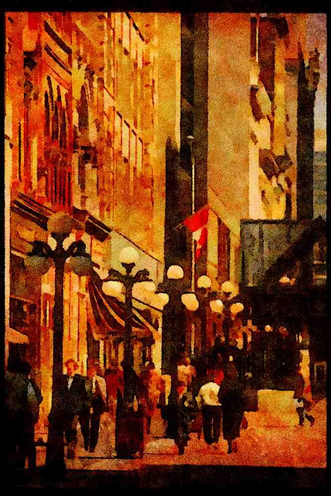 Cities 242071 Lunchtime At Sparks Street Mall A4 Limited Edition Watercolour Print