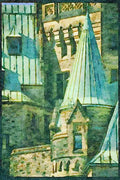 Cities 242072 Copper Rooves And Steeples On Confederation West Building A4 Limited Edition Watercolour Print