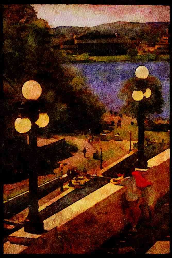 Cities 242075 Promenade Overlooking Rideau Canal And Ottawa River A4 Limited Edition Watercolour Print