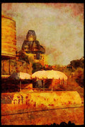 Cities 242079 Outdoor Cafe, Museum Of Civilisation A4 Limited Edition Watercolour Print